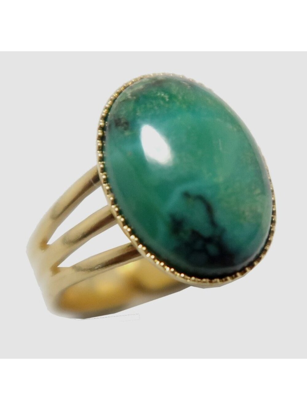 Chrysocolla Ring Jewel of Juno Blue Green Oval Gold Adjustable Gemstone Jewelry